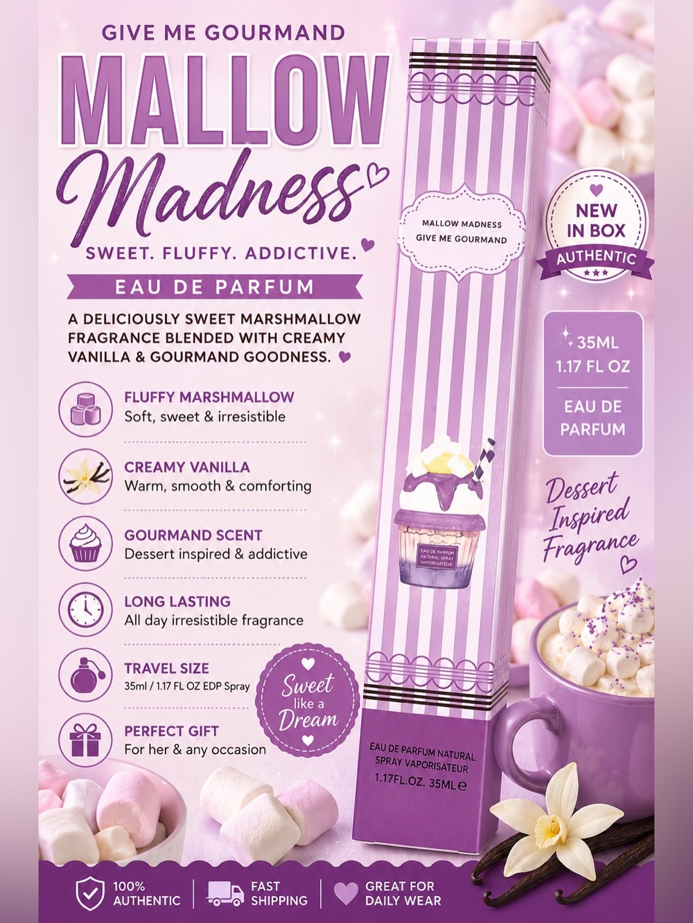 GIVE ME GOURMAND – MALLOW MADNESS EDP 1.7 fl oz Vanilla Sweet perfume